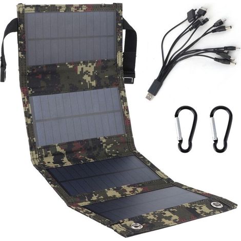 Crezuo 20W Faltbares Solarpanel, Tragbares Ladegerät mit monokristallinen Siliziumzellen, USB-Ausgang, IP65 Wasserdicht (1/5)