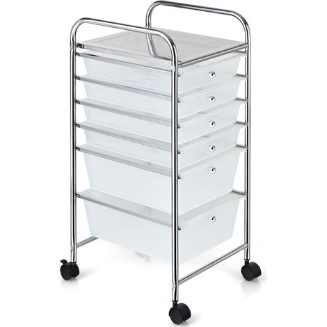 Carro de almacenaje con 6 cajones extraíbles 37 x 74 x 32 cm uso versátil diseño moderno hierro transparente 200017514