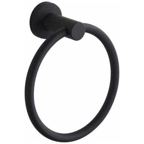 Wall Mounted Towel Ring 304 Stainless Steel Rubber Bathroom Towel Ring Black-Fei Yu (1/4)