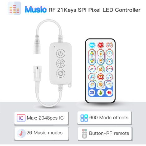 Colorful DIY music controller, 21 RF SPI 16703 keys, multi-color backlight, three-key RGB display