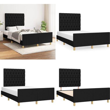 Bettgestell ohne Matratze Schwarz 120x200 cm Stoff - Bettes Gestell - Doppelbett - Boxspringbetten - Lattenrost - Schlafzimmer Möbel - Home & Living (1/5)
