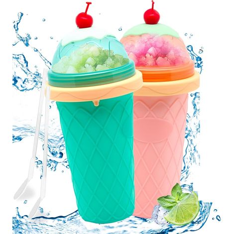 Gobelet pour granité, lot de 2 gobelets en silicone à presser, machine à granité portable, machine à granité en silicone pour enfants et adultes, gobelet pour granité permettant de préparer soi-même d (1/5)