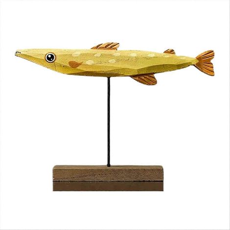 Statue de poisson en bois, décoration nordique pour la maison, sculpture de poisson, ornement B (1/5)