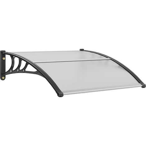 VEVOR Toldo para Puerta de Entrada 965x1017 mm Marquesina para Puerta Exterior Tejadillo de Protección Transparente de PC Soporte de ABS Resistente UPF 50+ Protección contra Rayos UV, Lluvia, Nieve