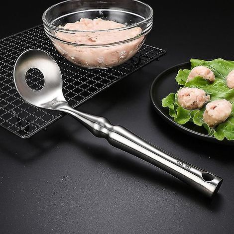 Cuillère à boulettes de viande en acier inoxydable, façonneuse à boulettes de viande antiadhésive avec long manche, outil pour faire soi-même ses boulettes de viande, idéal pour la cuisine et la salle (1/3)