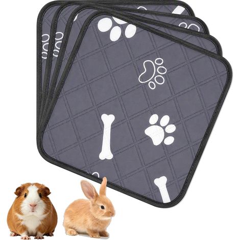 4 Tapis Cage de Cochon d'Inde et Lapin Lavable, 30 x 30 cm Alèse Chien Absorbant et Imperméable, Tapis de Propreté Réutilisable Antidérapant, Fond de Cage pour Petits Animaux Chiot Chat Hamsters (1/5)