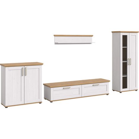 Verona Regal System 4 Teile weiß, Eiche Dekor.