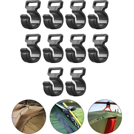 10 clip per pali da tenda per set, utilizzate per fissare teli di copertura, tende, verande da campeggio e ganci per pali da tenda. (1/3)