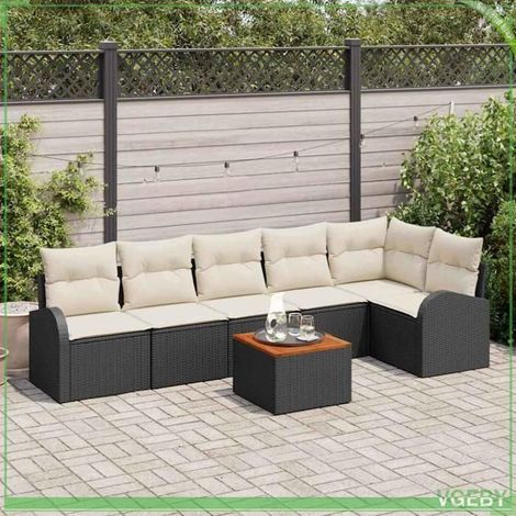 Ensemble de canapé de jardin - FAFEICY - 3347586 - Modulable - Polyrotin & acacia - 6 places (1/5)