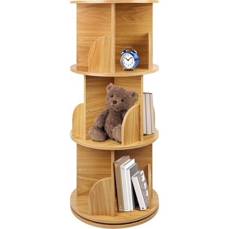 Bibliothèque Rotative à 3 Niveaux, étagère de rangement au sol avec cloison, pour Enfants et Adultes,pour Rangement Bureau, Salon, Etagere Rangement Meubles de Salon - Chêne (1/5)
