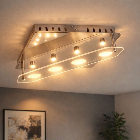 Hochwertige LED Decken Lampe Leuchte verchromt satiniert Beleuchtung Brilliant G94133/77