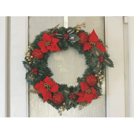 Christmas Wreath Large 50cm Red & Gold Xmas Wreath With Baubles (1/5)