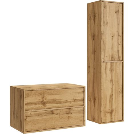 Badezimmermöbel Waschbeckenunterschrank Mali 80 cm – Eiche – Ba
