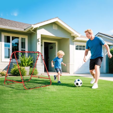 Filet rebond pliable 100x95x90 cm rouge avec angle réglable pour l’entraînement au football, au baseball et au tennis