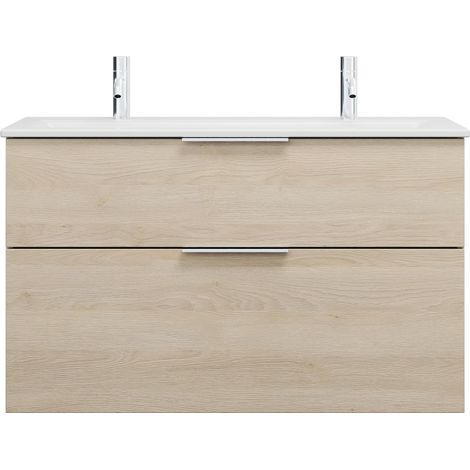 burgbad Eqio Slim lavabo en céramique avec 2 trous pour