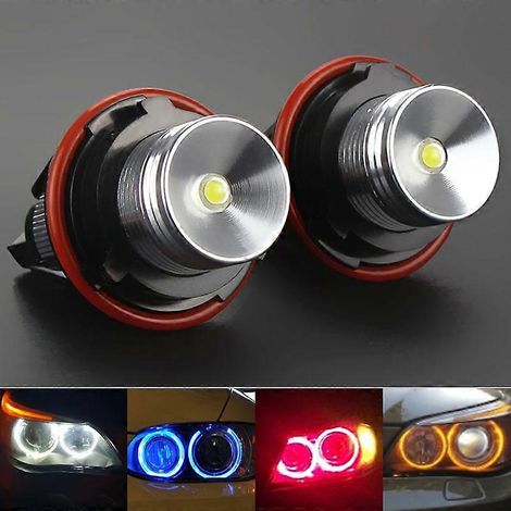 Lot de 2 ampoules LED Angel Eyes 10 W sans erreur CANbus pour BMW E39 E53 E60 E61 E63 E64 E65 E66 E87 525i 530i xi 545i M5 - Couleur : Blanc (1/4)