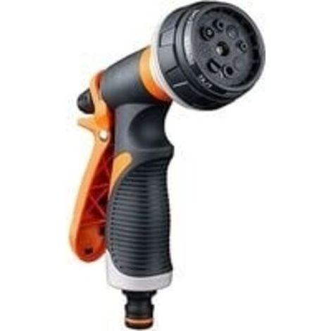Pistolet d'arrosage, 8 Modes d'arrosage Multifonctionnel Pulvérisateur de Jardin, Comfort Plastique Pistolet, Lave-Auto idéal, Arrosage pelouse et Jardin, Gris/Orange (1/5)