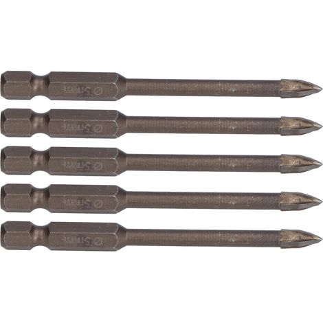 5 Pcs Mèche à Percer Croisée 6mm pour Carrelage, Verre, Céramique, Béton - Tige Hexagonale 1/4" en Alliage Dur (1/5)