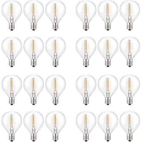 Lot de 24 Ampoules LED G40 E12 Blanc Chaud Incassables pour Guirlandes Solaires (1/4)