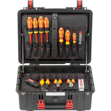 Gedore – Caisse à outils électricien 88 pièces – Outils de qualité artisan et industrielle – Pour installation électrique