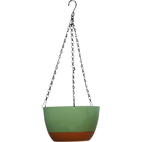 Maceta colgante – Modelo grande (29 cm) de resina resistente con cadena – Color: Gris – Decoración para salón o jardín (1/5)