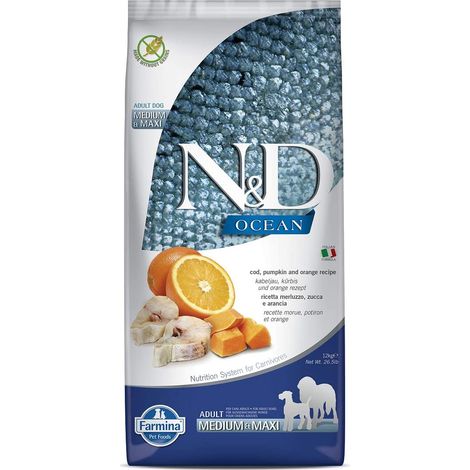 Nourriture pour chiens Farmina N&D Ocean Cod à la citrouille et à l'orange 12 kg 1 pc.