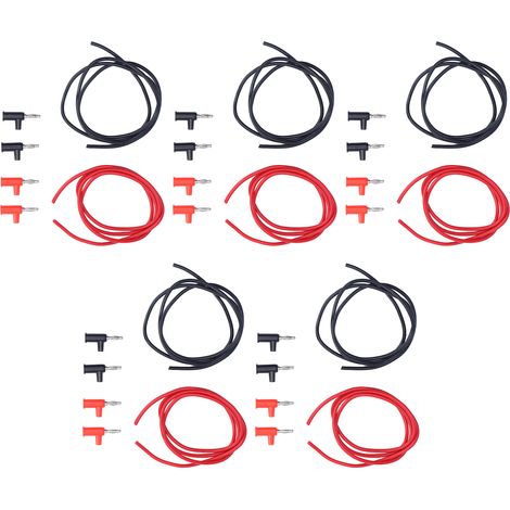 Lot de 5 cordons de test banane 4mm, fil de mesure 1mm², câble 30V AC 60V DC 19A, kit complet (1/5)