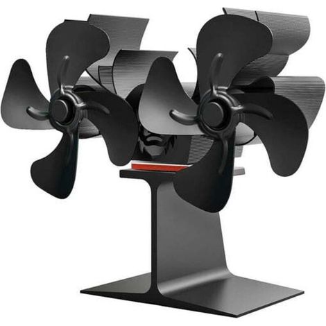 Ventilateur Thermique Double Tête Pour Poêles À Bois Cheminée Noël 8 Pales Forme Renne Noir 20 X 9 X 17 Cm (1/4)
