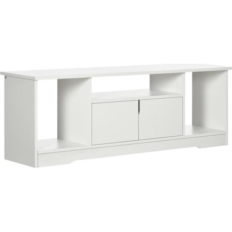 Mobile Porta TV Fino a 42" con Armadietto e Ripiani Aperti in Legno, 120x30x41cm (1/5)