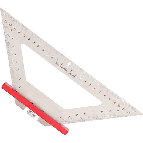 Équerre de menuisier 140mm double échelle, outil de traçage et mesure, rouge (1/5)