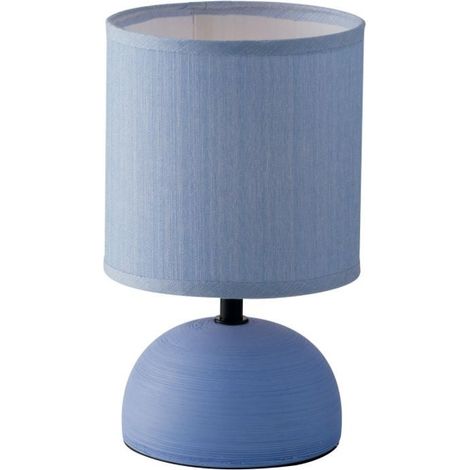 "Lampada da tavolo FURORE in ceramica blu con paralume in tessuto" (1/2)