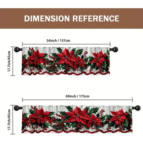 Rideaux de Noël 2026, tissu décoratif imprimé numérique pour chambre et salon, fond décoratif pour les fêtes - 45 x 180 cm - CL-21