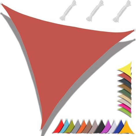 Voile d'ombrage triangulaire imperméable 2x2m avec protection UV à 95% - Idéale pour le jardin, la terrasse et la piscine - Rouge rouille (1/5)