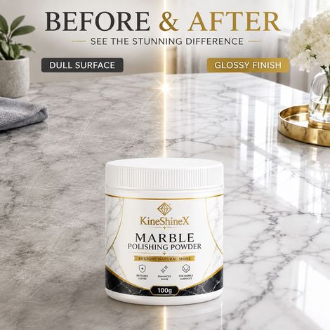 KineShineX Marmorpolierpulver, ein Pulver zur Oberflächenaufhellung und -pflege von Marmorarbeitsplatten. (1/4)