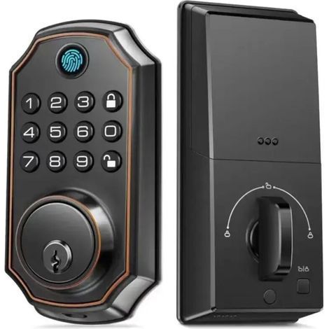Smart Lock with Fingerprint & PIN Code, Emergency Key, Guest Codes, Automatic Locking - Wireless, Voice Guidance
