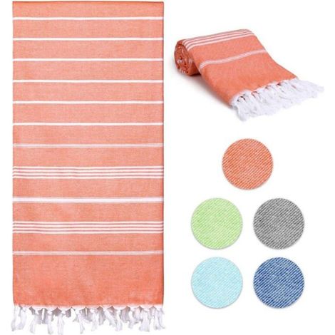 Serviette de plage anti-sable à séchage rapide, grande serviette en coton 180 x 90 cm, orange (1/5)