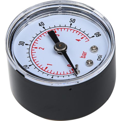 Manomètre mécanique pour air, huile et eau, raccord de retour 1/8" BSPT (0-60 psi 0-4 bar) (1/5)