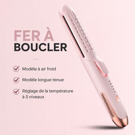 Fer à lisser et boucler 2 en 1 à air froid rose rêve prise US réf 0658 9,3 × 33,5 × 5 cm 570 g – Livraison gratuite