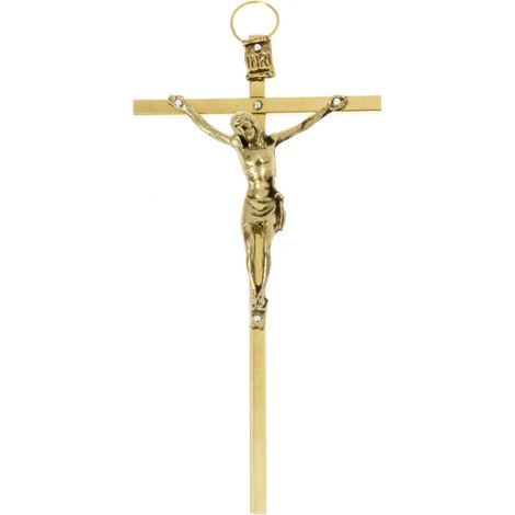 Croce pendente in ottone e oro 5,5 x 11 cm (1/2)