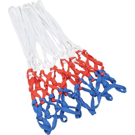 Set mit 2 extrem widerstandsfähigen Ersatz-Basketballnetzen in Weiß, Rot und Blau. (1/5)