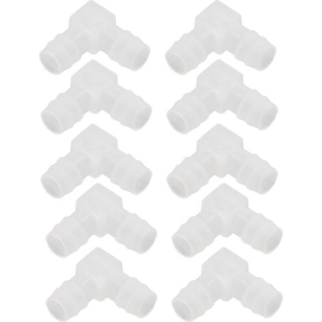 10 Pièces Tuyau en Plastique 16mm Coude à 90 Degrés L Raccords de Tuyau Adaptateur de Tube Connecteur 2 Voies Joint Splicer Mender Union Adaptateur pour Bateau Aquarium Laboratoire (1/5)