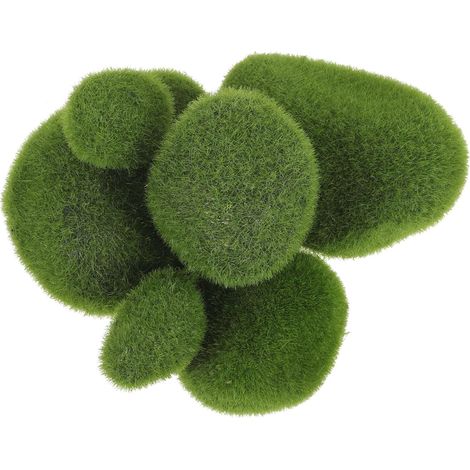 6 Stück realistische Moosige Steine aus Schaumstoff und