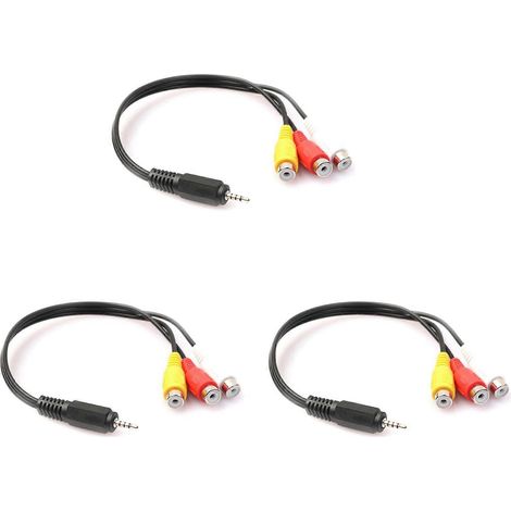 Câble audio/vidéo 3 pièces mini AV 2,5 mm mâle vers 3 RCA femelles M/F avec adaptateur jack stéréo (1/5)