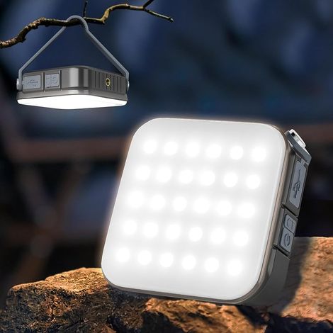Lampe Camping Rechargeable, Solaire/USB C Charging Lanterne Led, IPX6 Lampe de Camping Etanche, Lampe de Tente de Camping à 4 Couleurs avec 4000mAh Power Bank pour Randonnée et Urgences (1/5)