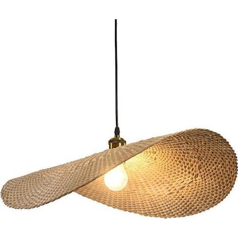 Shmshng – Lustre en bambou tressé – Lampe suspendue E27 – Design créatif pour salle à manger – Installation facile – Résistant à la chaleur (1/5)