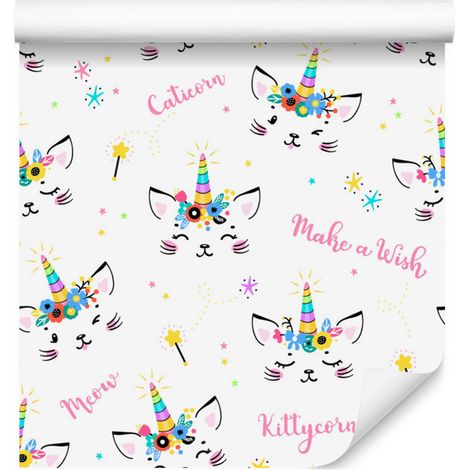 Carta da parati con gattini magici per soggiorno e camera da letto, 50x1000 cm (1/5)