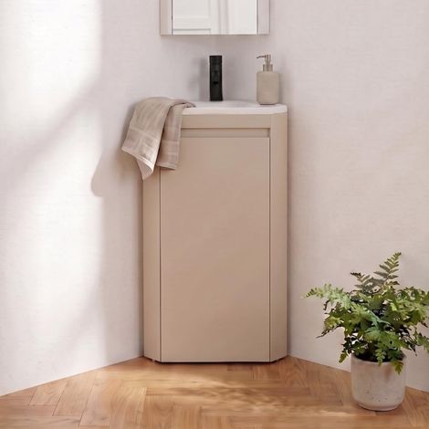 Lavabo de esquina SORRENTO con patas y grifo negro (1/5)