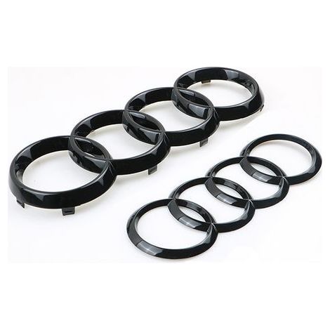 Anneau de logo Audi noir brillant avant et arrière 273 mm 192 mm A1 A3 A4 A5