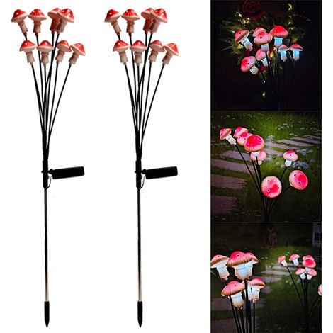 2Lumières de chemin paysage lumières champignon à énergie solaire pour l'extérieur jardin étanches IP55 8 lampes lumière chaude (1/5)