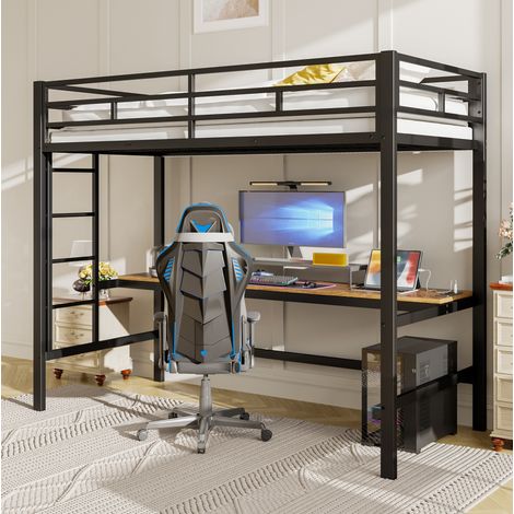 Letto a soppalco 90x200 con scrivania metallo OKMYHOME (1/5)